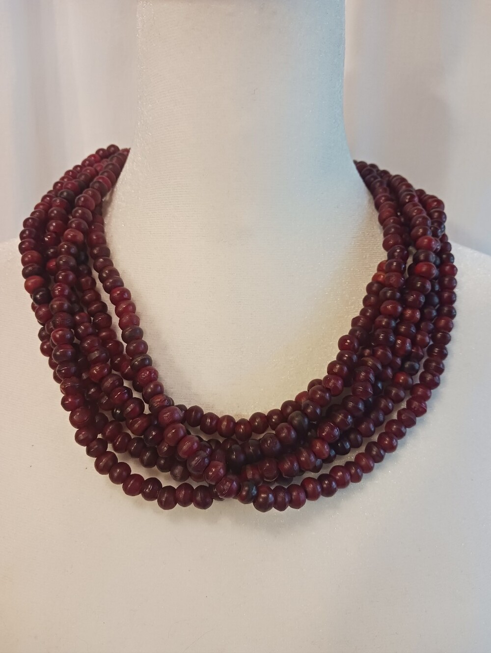 Vintage Gerda Lynggard Monies Six Strand Horn Beads And Horn Hook & Eye Closure